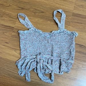 Blue floral print crop top